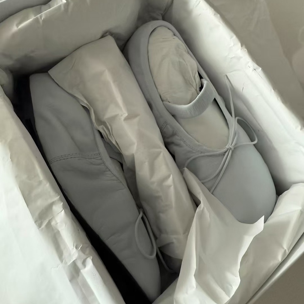 Proenza Schouler Pale blue Leather Glove Ballet Flats with Elastic Strap